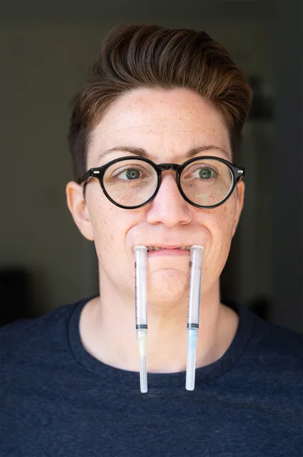Kristian with needles