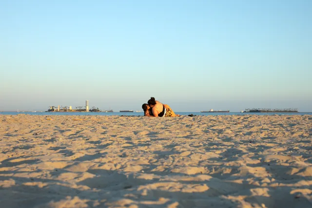 Making out on beach