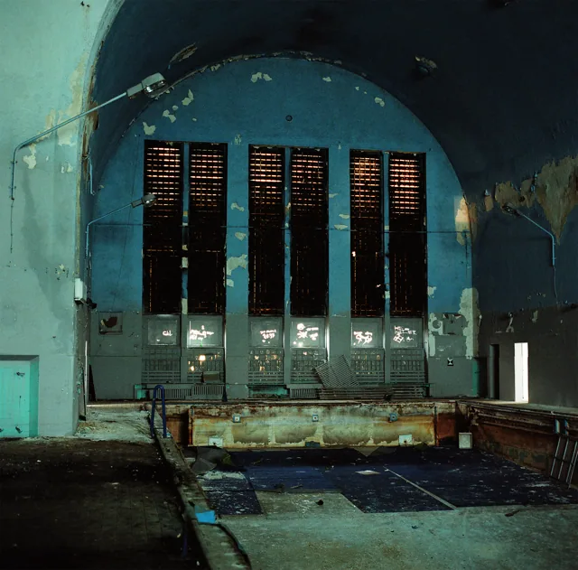 Interior synagogue with visible pool
